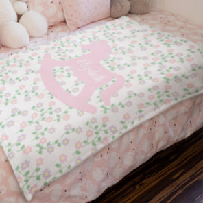 Pink Rocking Horse Baby Blanket