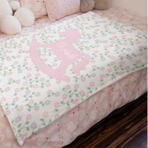 Pink Rocking Horse Baby Blanket