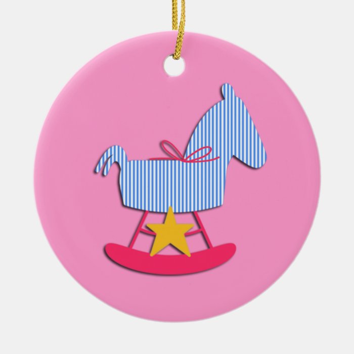 Pink Rocking Horse Baby Ornament