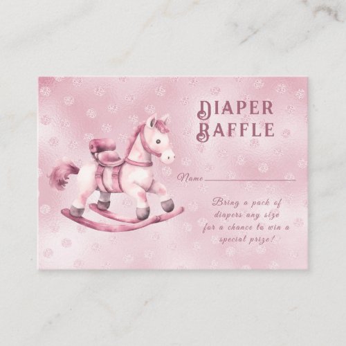 Pink Rocking Horse Baby Shower Enclosure Card