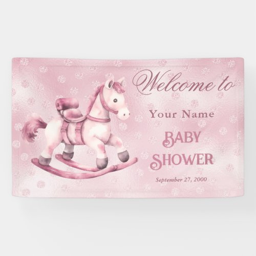 Pink Rocking Horse Baby Shower Welcome Banner