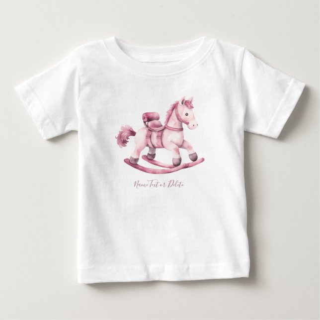 Pink Rocking Horse Baby T-Shirt (Front)