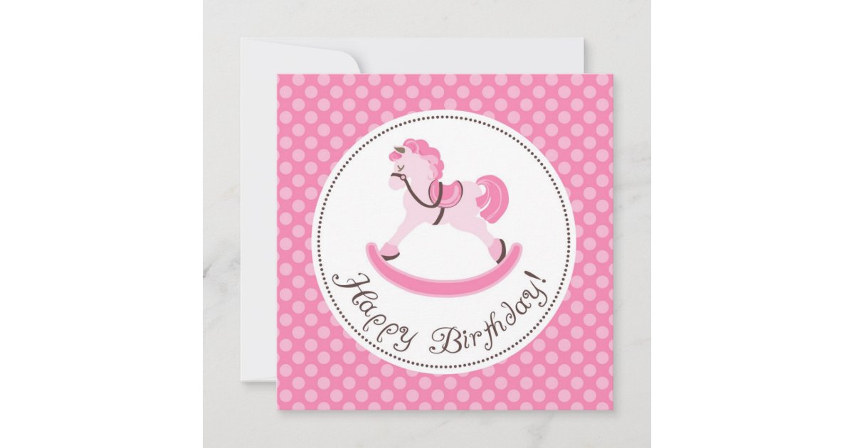Pink Rocking Horse Birthday Card Zazzle