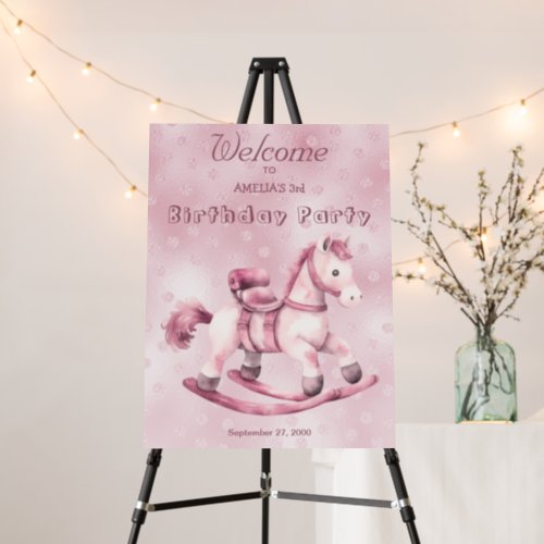 Pink Rocking Horse Birthday Welcome Foam Board