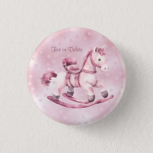 Pink Rocking Horse Button