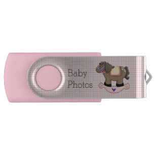 Pink Rocking Horse Custom Swivel USB Drive