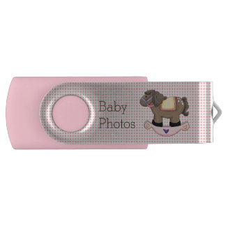 Pink Rocking Horse Custom Swivel USB Drive