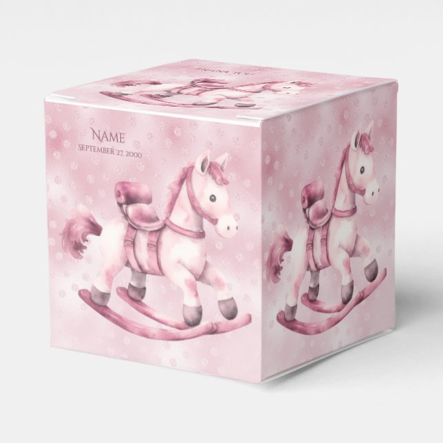 Pink Rocking Horse Favor Box (Front Side)
