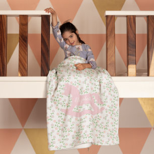 Pink Rocking Horse Fleece Blanket