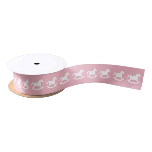 Pink rocking horse gift ribbon for baby shower