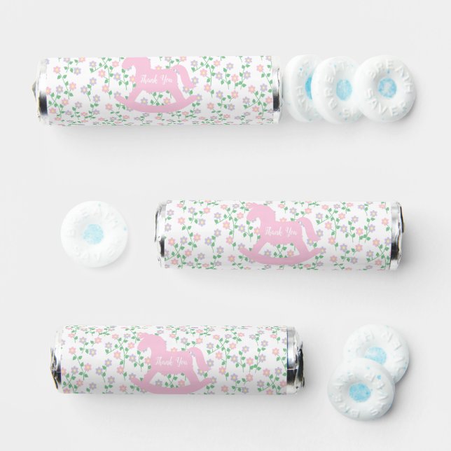 Pink Rocking Horse Girl Baby Shower Breath Savers® Mints (Assorted)