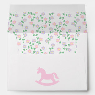 Pink Rocking Horse Girl Baby Shower Envelope