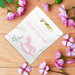 Pink Rocking Horse Girl Baby Shower Favor Bag