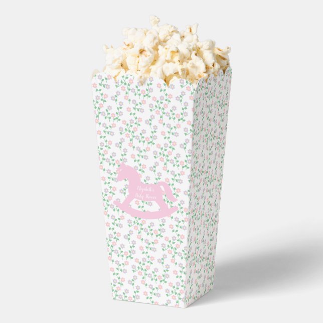Pink Rocking Horse Girl Baby Shower Favor Boxes (Popped)