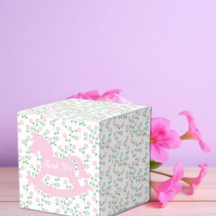 Pink Rocking Horse Girl Baby Shower Favor Boxes