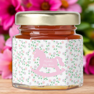 Pink Rocking Horse Girl Baby Shower Honey Jar Favors