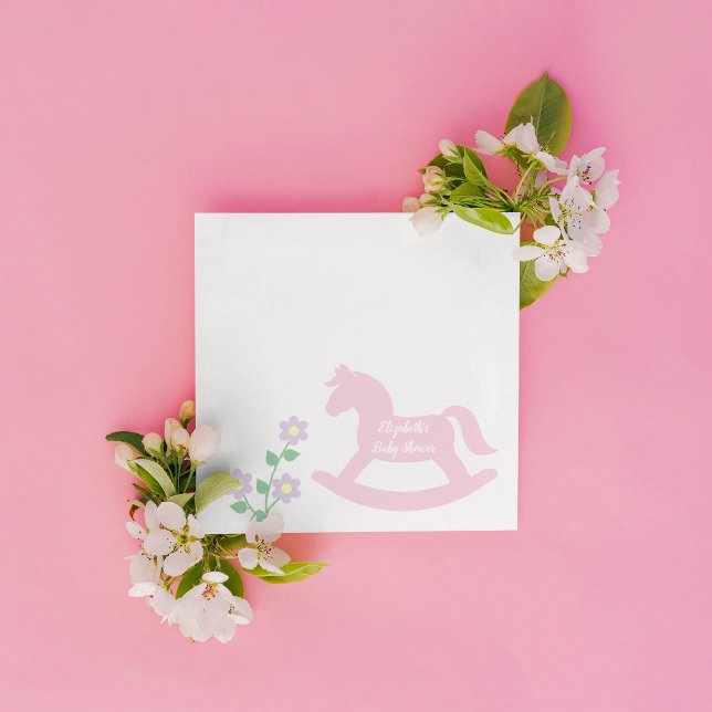 Pink Rocking Horse Girl Baby Shower Napkins (Creator Uploaded)