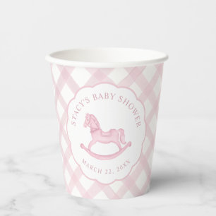 Pink Rocking Horse Girl Baby Shower Paper Cups