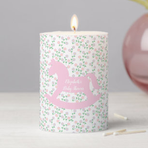 Pink Rocking Horse Girl Baby Shower Pillar Candle