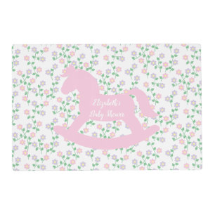Pink Rocking Horse Girl Baby Shower Placemat