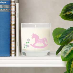Pink Rocking Horse Girl Baby Shower Scented Candle
