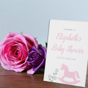 Pink Rocking Horse Girl Baby Shower Table Tent