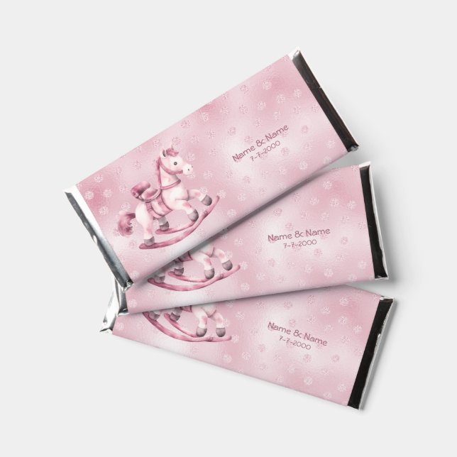 Pink Rocking Horse Hershey Bar Favor (Front)
