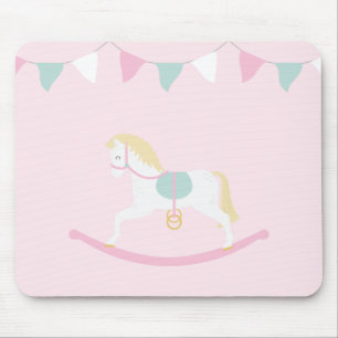 Pink Rocking Horse Mouse Pad