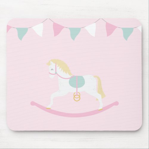 Pink Rocking Horse Mouse Pad