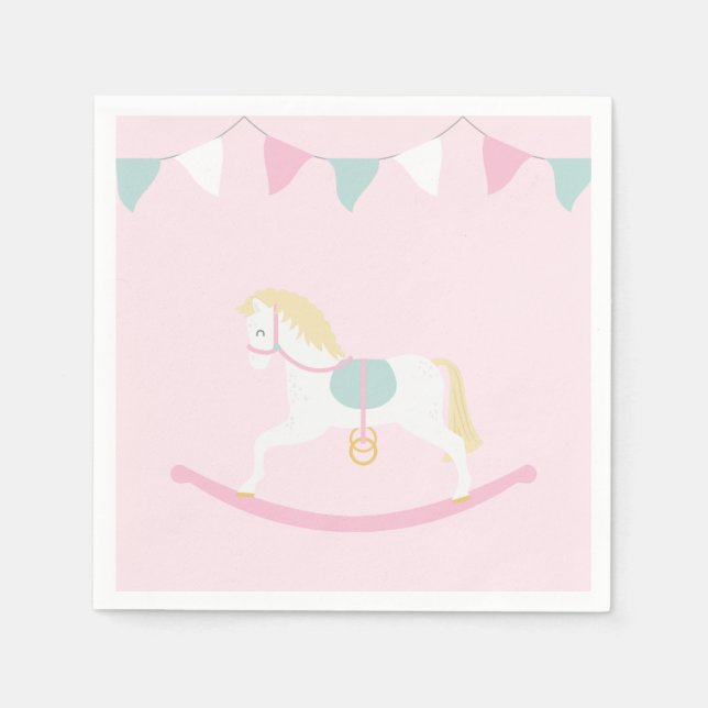 Pink Rocking Horse Napkins (Front)