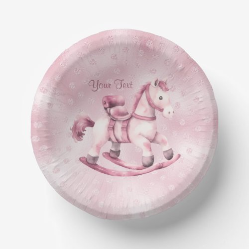 Pink Rocking Horse Paper Bowl