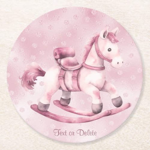 Pink Rocking Horse Paper Coaster
