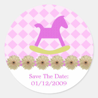 Pink Rocking Horse Stickers Save The Date