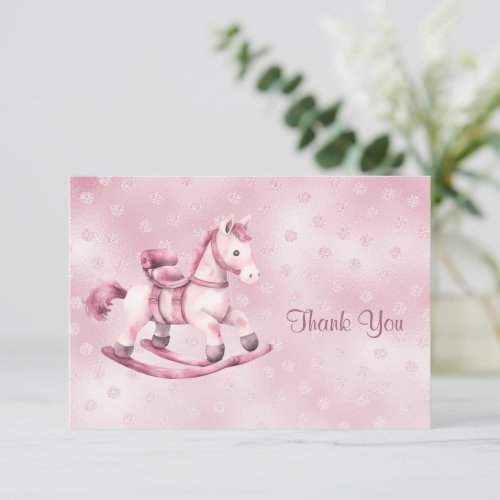 Pink Rocking Horse Thank You Card