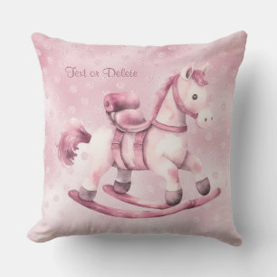 Pink Rocking Horse Throw Pillow