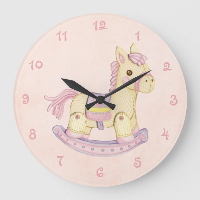 Pink Rocking Horse Wall Clock (Front)