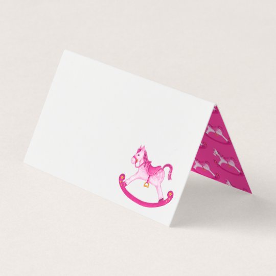 Pink Rocking Horse Watercolor Art Place Card