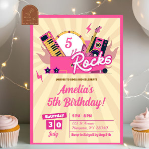 Pink Rocks Birthday Girl  Invitation