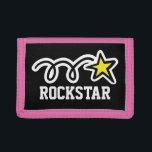 Pink rockstar wallet for girls | Personalizable<br><div class="desc">Pink rockstar wallet for girls | Personalizable | Custom kids gifts. Personalizable with name or monogram. Fun gift idea for teen children into music,  singing and dancing. Personalized present with name or initials. Girly pink and other colors available.</div>