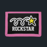 Pink rockstar wallet for girls | Personalizable<br><div class="desc">Pink rockstar wallet for girls | Personalizable | Custom kids gifts. Personalizable with name or monogram. Fun gift idea for teen children into music,  singing and dancing. Personalized present with name or initials. Girly pink and other colors available.</div>