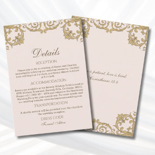 Pink Rococo Vintage Christian Wedding Details Enclosure Card