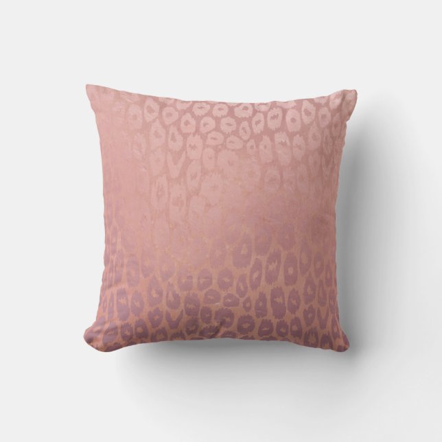 Pink Rode Golg Glitter Leopard Texture Throw Pillow (Front)