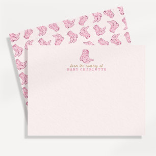 Pink Rodeo Boots Nursery Note Card