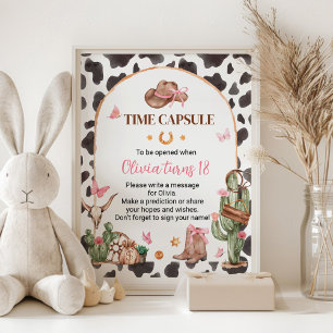 Pink Rodeo Cowgirl Birthday Time Capsule Sign