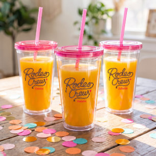 Pink Rodeo Crew Western Bachelorette Party Acrylic Tumbler