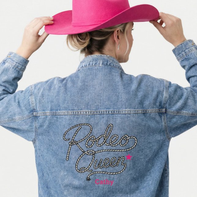 Pink Rodeo Queen Bride Western Bachelorette Party Denim Jacket (Creator Uploaded)