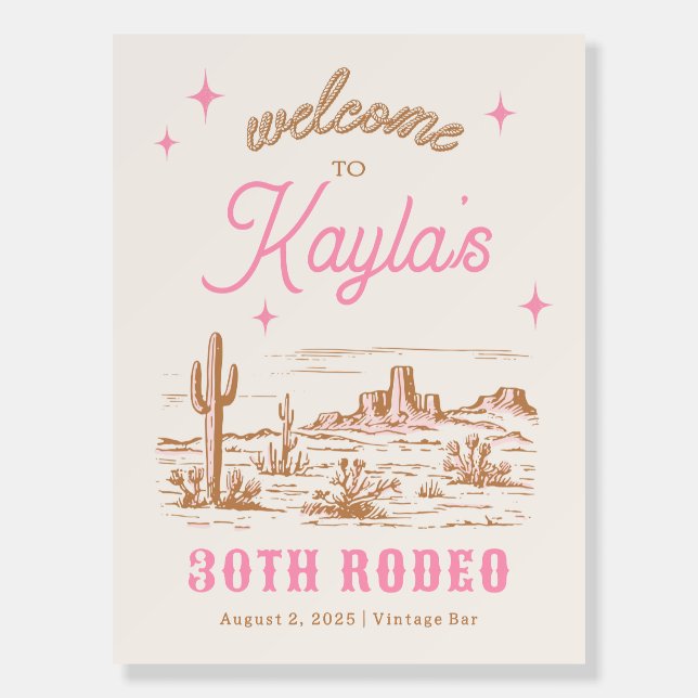 Pink Rodeo Welcome Sign (Front)