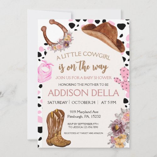 Pink Rodeo Western Cowgirl Baby Shower  Invitation
