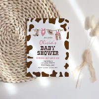 Cowgirl baby deals shower invitations