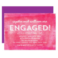 Pink Rolled Ink Engaged! Engagement Party Card